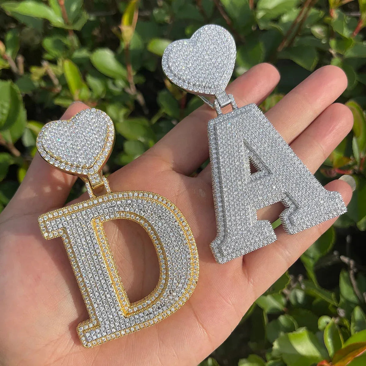 Heart Bail Luxury Drip Font Iced Out Initial Custom Name Necklace Pendant - Luxury Custom Jewelry - CaratixJewelry